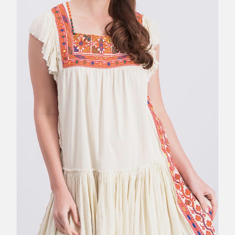 Free People Day Glow Mini Embroidered Tunic
